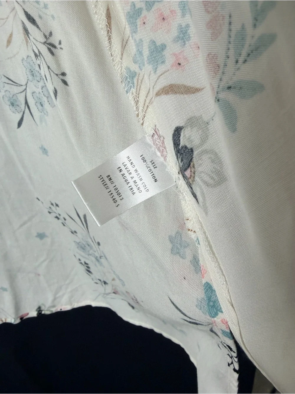 ANDREE BY UNIT Cream Floral Kimono Robe Coverup with Pink & Blue Accents Large